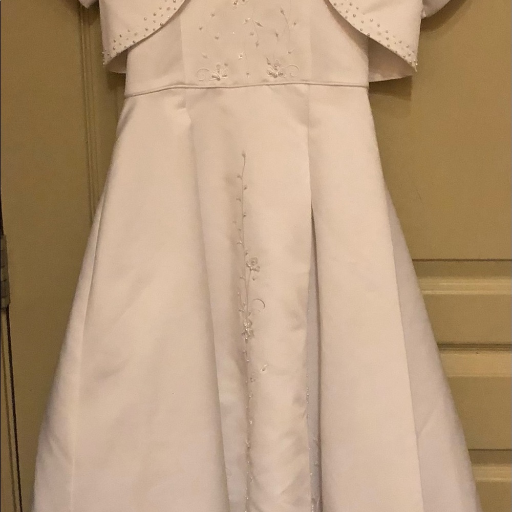 Girl White formal christening baptism dress Size 8